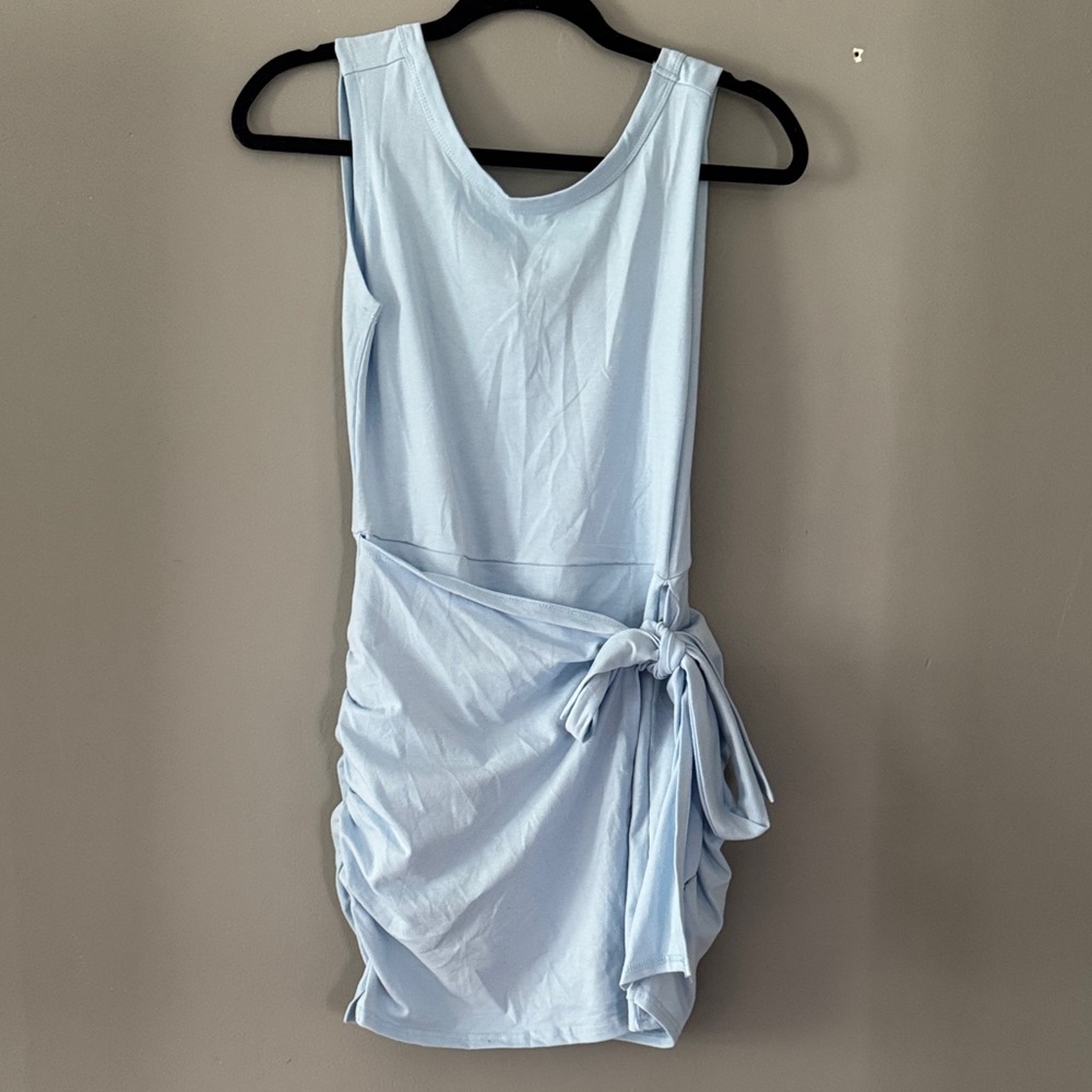 Light Blue Sleeveless Dress with Side Knot